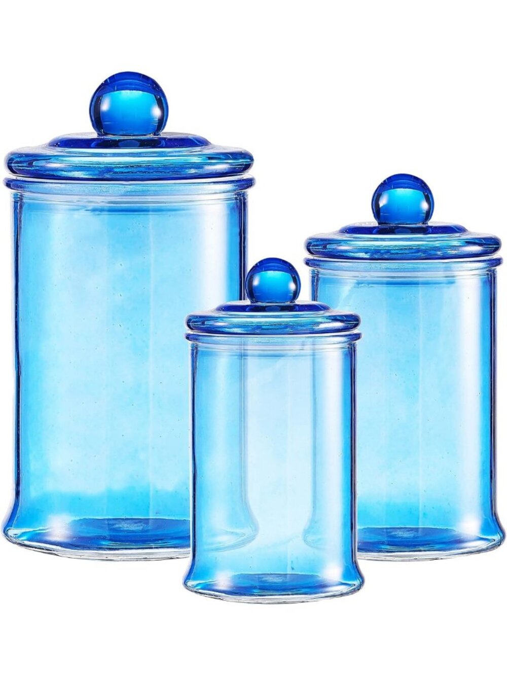 3PC Glass Apothecary Jars Set with Lids - Stylish Bathroom & Kitchen Storage